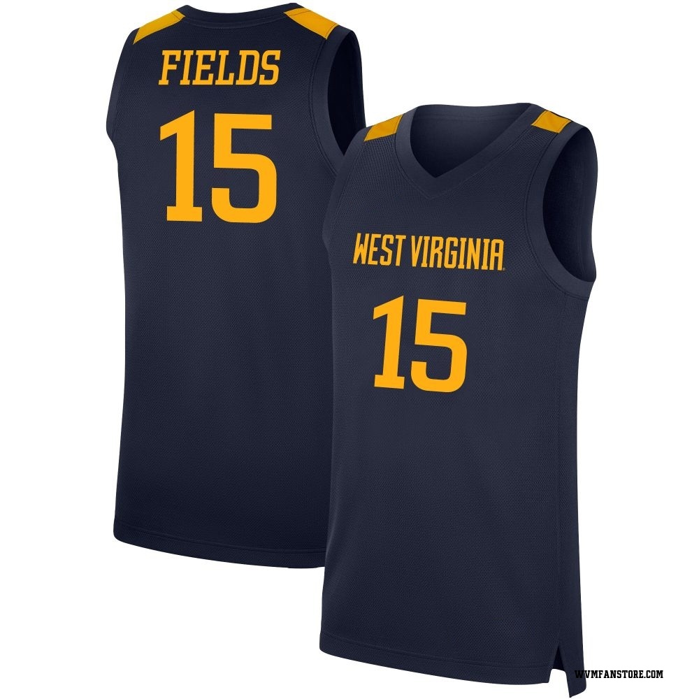 Men's Jackson Fields West Virginia Mountaineers Replica Basketball Jersey - Navy