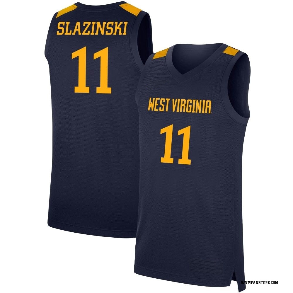 Men's Quinn Slazinski West Virginia Mountaineers Replica Basketball Jersey - Navy
